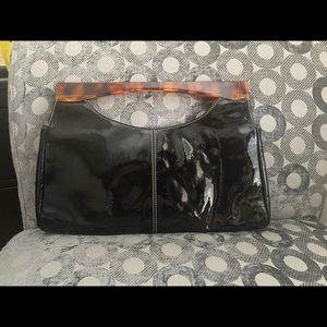 Tommy Hilfiger black patent clutch handbag
